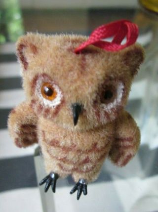 Vintage Wagner West Germany Flocked Owl Christmas Ornament Kunstlerschutz