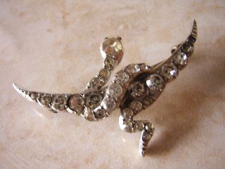 Victorian Snake & Moon Brooch In Silver Paste With Ruby Eye Re Born Or Re Birth
