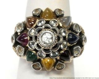Antique Ruby Sapphire Emerald 14k Gold Ring Thai Princess Ladies Multi Gem Sz 7 3