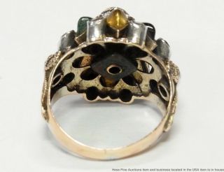 Antique Ruby Sapphire Emerald 14k Gold Ring Thai Princess Ladies Multi Gem Sz 7 5