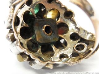 Antique Ruby Sapphire Emerald 14k Gold Ring Thai Princess Ladies Multi Gem Sz 7 6