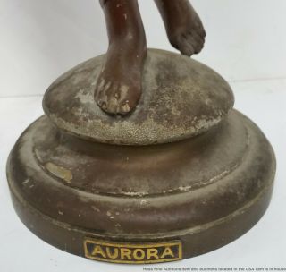Antique Aurora Nude Goddess Bronzed Spelter Woman Trumpet Statue Sculpture Girl 10