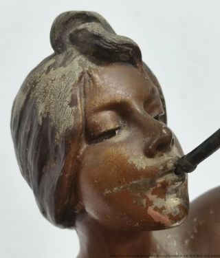 Antique Aurora Nude Goddess Bronzed Spelter Woman Trumpet Statue Sculpture Girl 5