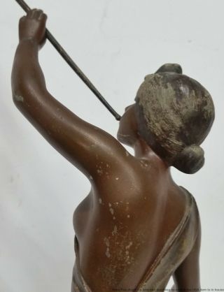 Antique Aurora Nude Goddess Bronzed Spelter Woman Trumpet Statue Sculpture Girl 6