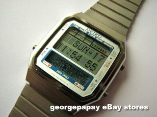 Rare Vintage 1985 Nos Seiko D409 Sign Table Lcd Digital Data Bank Watch