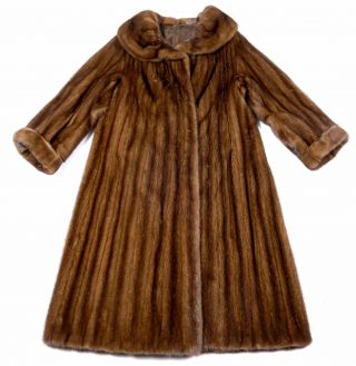 L - XL Wonderful hazel brown mink fur coat mantle Visone Soft Vintage Real fur 12