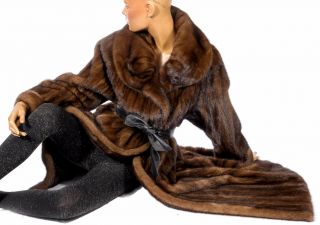 L - XL Wonderful hazel brown mink fur coat mantle Visone Soft Vintage Real fur 5
