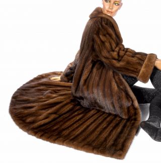 L - XL Wonderful hazel brown mink fur coat mantle Visone Soft Vintage Real fur 8