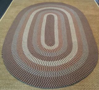 Vintage Oval Braided Rug W 5.  4” X H 8.  3”