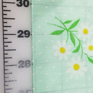 Vtg Green Fabric with White Floral FLOCKED accents 3