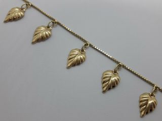 Vintage Italian Solid 18ct Yellow Gold Chain Leaf Charm Bracelet 5g - Not Scrap