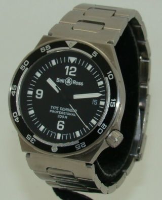 Very Rare Bell & Ross 420s Demineur 39mm Stainless Steel Quartz Watch W/bracelet