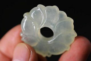 Exquisite Chinese Natural Jade Carved Flower Pendants H88