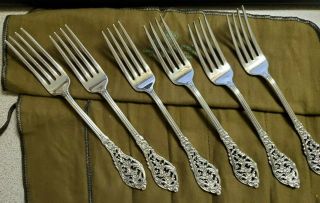 Reed And Barton Sterling Silver Florentine Lace Dinner Forks Set Of 6