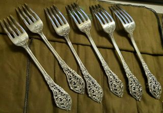 Reed and Barton Sterling Silver Florentine Lace Dinner Forks set of 6 5