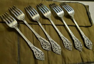 Reed and Barton Sterling Silver Florentine Lace Dinner Forks set of 6 8