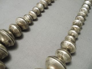 HEAVIEST VINTAGE NAVAJO STERLING SILVER HAND TOOLED BEAD NECKLACE - 436 GRAMS 4