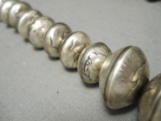 HEAVIEST VINTAGE NAVAJO STERLING SILVER HAND TOOLED BEAD NECKLACE - 436 GRAMS 5