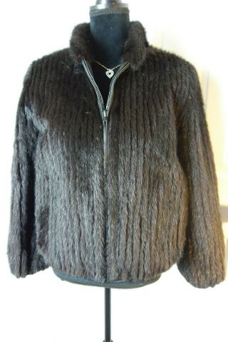 Vintage Small Mink Leather Fur Reversible Coat Jacket 3913s
