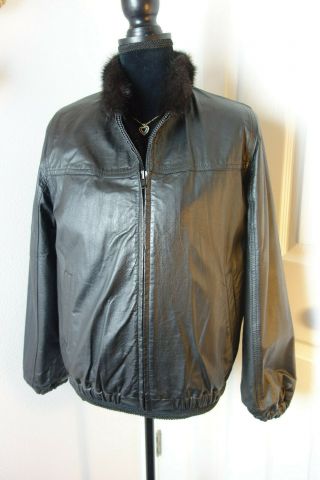 Vintage Small Mink Leather Fur Reversible Coat Jacket 3913s 4