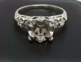 Vintage 14k Wg Diamond Semi - Mount Ring.  20 Tcw Sz 8 Ai - 894 3.  77 Grams