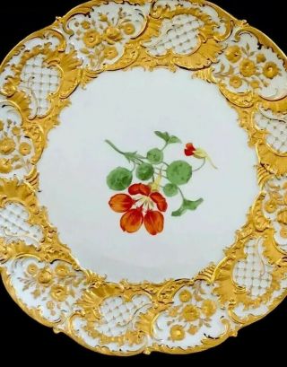 Huge Antique meissen porcelain Rococo Heavy Gold Gilded Serving Tray 3