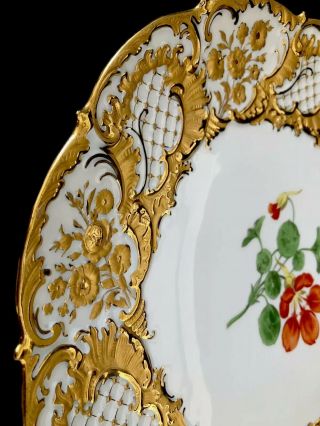 Huge Antique meissen porcelain Rococo Heavy Gold Gilded Serving Tray 5