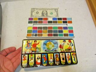 Vintage Ll Children Of The World Tin Lithograph Watercolor Box Wi Paints
