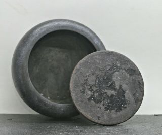 Very Rare Antique Chinese She Yen 歙砚 Carved Black Stone Ink Pot Marked Qianglong 2