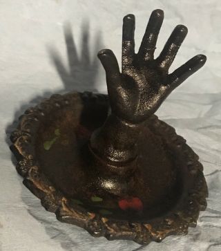 Rare Vintage Wilton Cast Iron Hand From The Grave Gothic Figural Ashtray