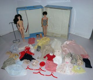 Vintage 3 Barbie & Bubblecut Barbie Dolls W/clothes & Case