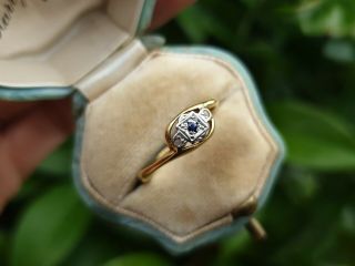 Art Deco 18ct Yellow Gold Sapphire And Diamond Size N 1/2 Or U.  S 7 Jewellery