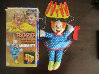 1972 Vintage Knickerbocker Bozo The Clown Push Button Marionette Puppet