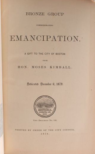 Antique 1879 Boston Book,  Bronze Group Commemorating Slavery Emancipation 6
