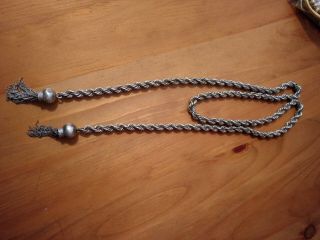 Rare Vintage Taxco Mexico Lariat Rope Necklace Sterling Silver Signed Tassels