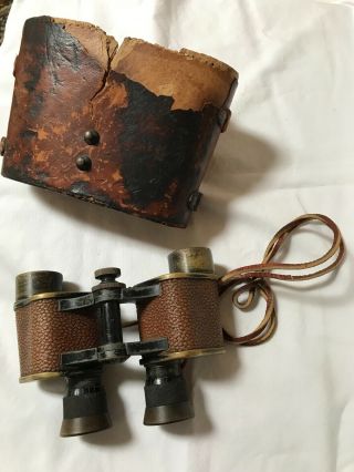 Vintage Bausch & Lomb Signal Corps U.  S.  Army Binoculars,  Old Leather Case