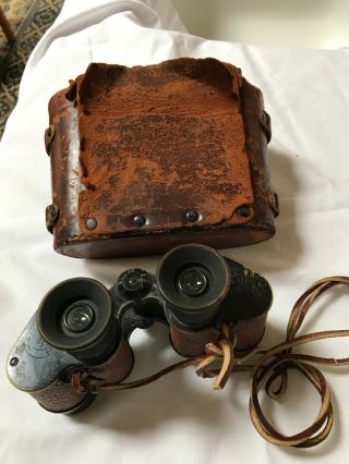 Vintage Bausch & Lomb Signal Corps U.  S.  Army Binoculars,  Old Leather Case 2