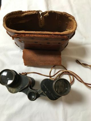 Vintage Bausch & Lomb Signal Corps U.  S.  Army Binoculars,  Old Leather Case 3