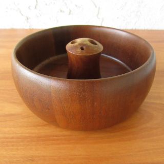 Vtg Mcm Wood Nut Bowl Solid Walnut By Lebanon Supply Co Heirloom Treasures 1960s