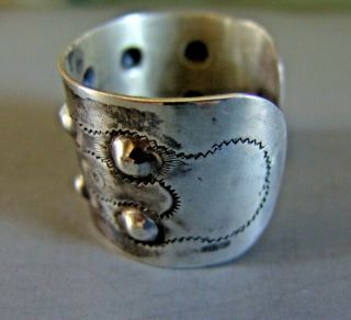 Large and Heavy Vintage Navajo Silver Cuff Bracelet with 10 Bump - Outs 2