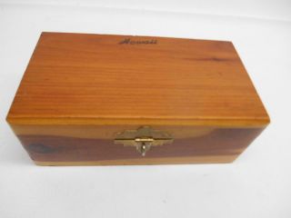 Old Vtg Hawaii Wood Cedar Chest Trinket Jewelry Dresser Storage Box Travel