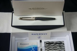 Rare Waterman Edson Diamond Black Fountain Pen M
