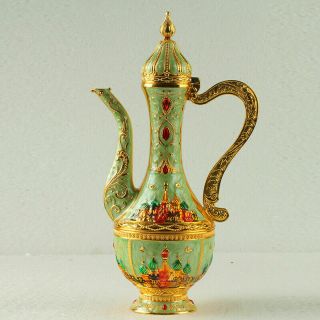 Chinese Exquisite Cloisonne Teapot Carved Castle R0003