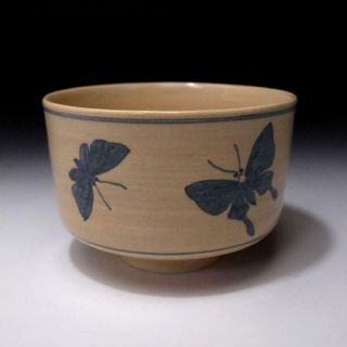 LR3 Japanese Pottery Tea bowl,  Odo ware by Famous potter,  Shoji Doi,  Butterfly 2