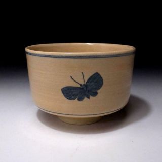 LR3 Japanese Pottery Tea bowl,  Odo ware by Famous potter,  Shoji Doi,  Butterfly 3