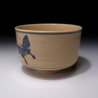 LR3 Japanese Pottery Tea bowl,  Odo ware by Famous potter,  Shoji Doi,  Butterfly 4