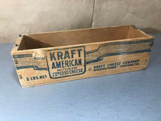 Vintage Wood Kraft American Cheese Box 5lb.  - Kraft Cheese Co Crate Chicago