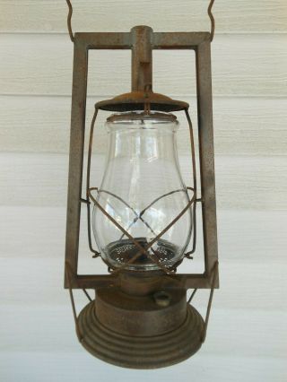 Antique Dietz 0 Tubular Iron Clad Hot Blast Lantern - Early Pre 1902 No Crank