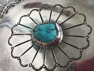 OLD PAWN Vintage Native American Sterling Silver Turquoise Concho Belt Signed SP 10