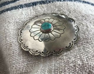 OLD PAWN Vintage Native American Sterling Silver Turquoise Concho Belt Signed SP 9